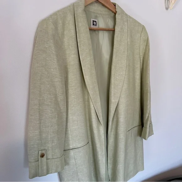 Anne Klein Light Green Linen Blend Blazer - Picture 2 of 10